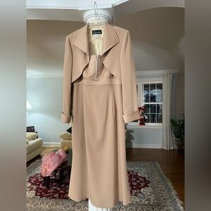Franscara Beker Toronto tan satin special occasion formal gown & jacket